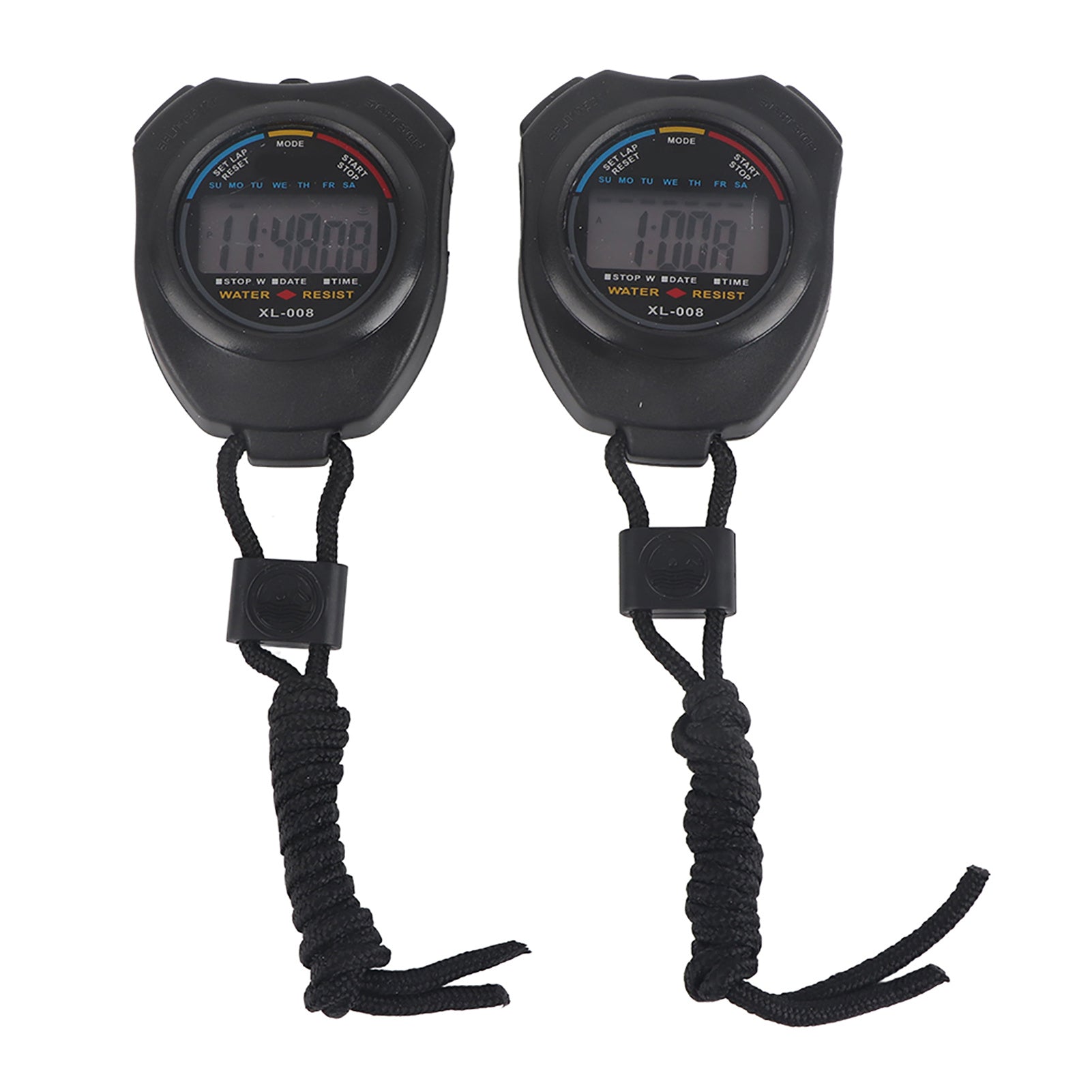 2 PCS Sports Stopwatch Timer, Multifunctional Digital LCD Handheld Stopwatch for Racing/Running